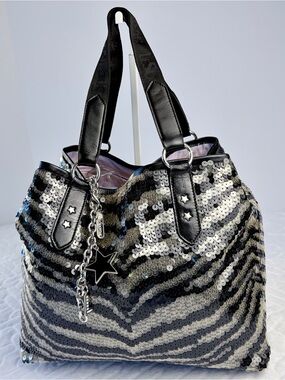 Vintage 2001 LeSportsac Remix NWT Limited edition Remix Zebra Sequin  Hobo bag